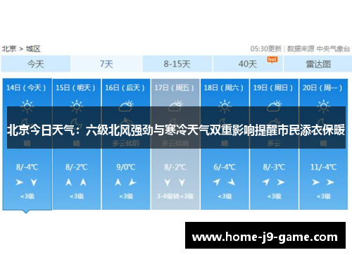 北京今日天气：六级北风强劲与寒冷天气双重影响提醒市民添衣保暖