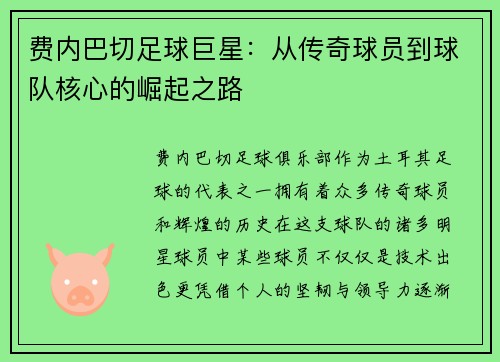 费内巴切足球巨星：从传奇球员到球队核心的崛起之路